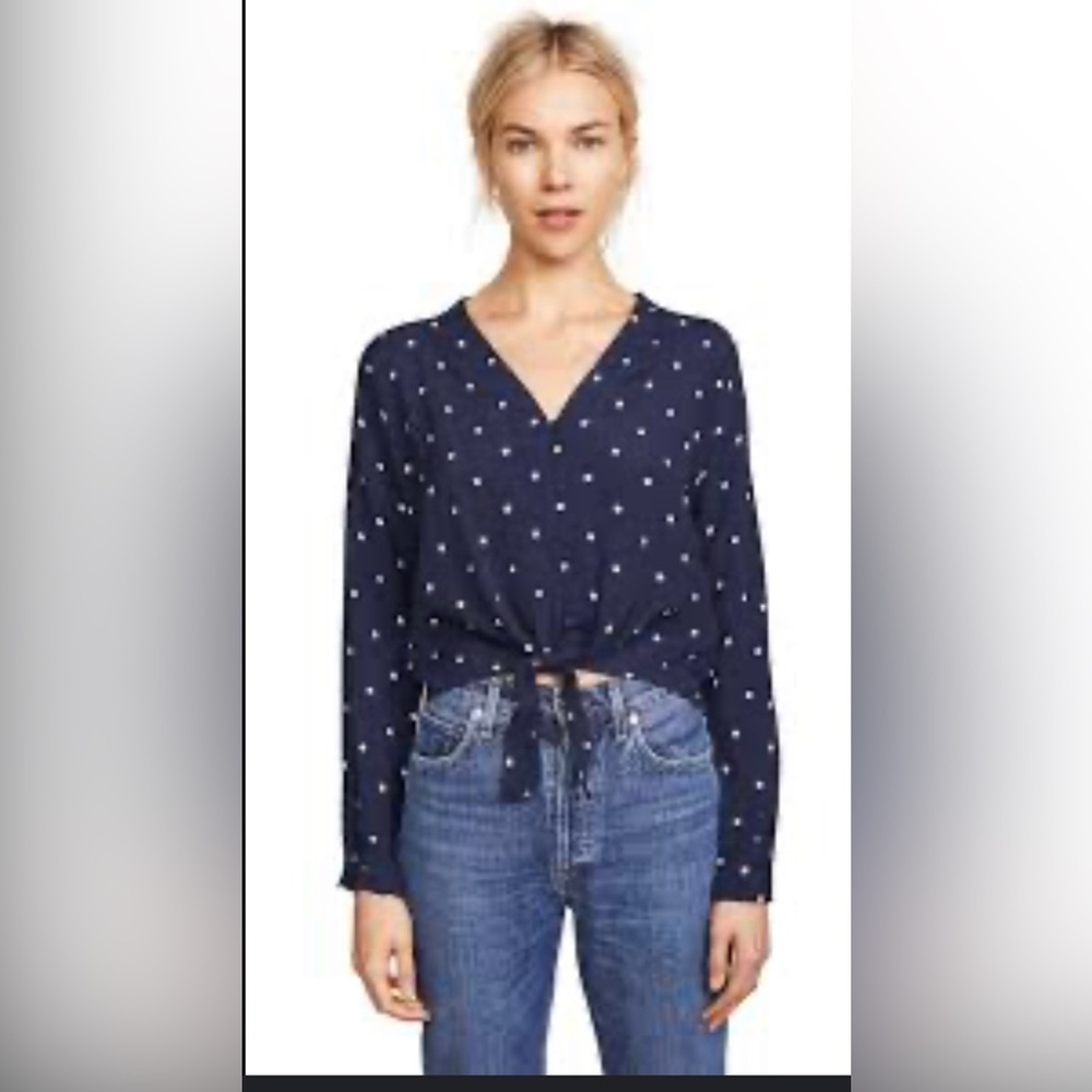 Rails Sloane Dot Print Tie Front Blouse